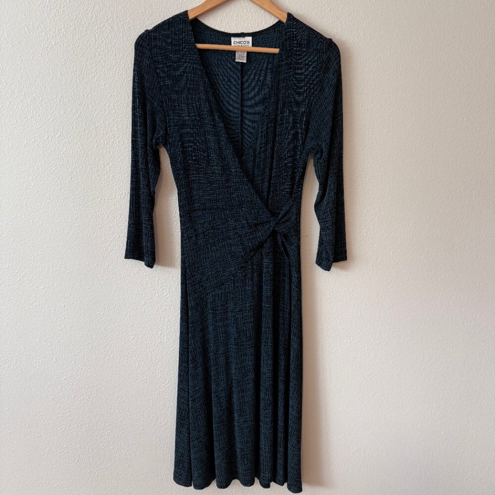 Chico's Faux Wrap Travelers Dress Size 0 Small/Medium - Picture 2 of 6